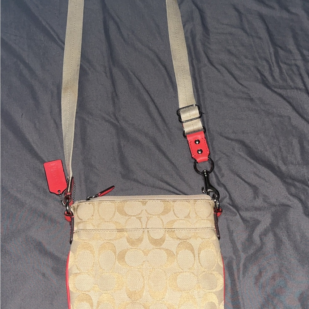 TWO Coach Pink and Beige Signature Crossbody Bags - Picture 4 of 6